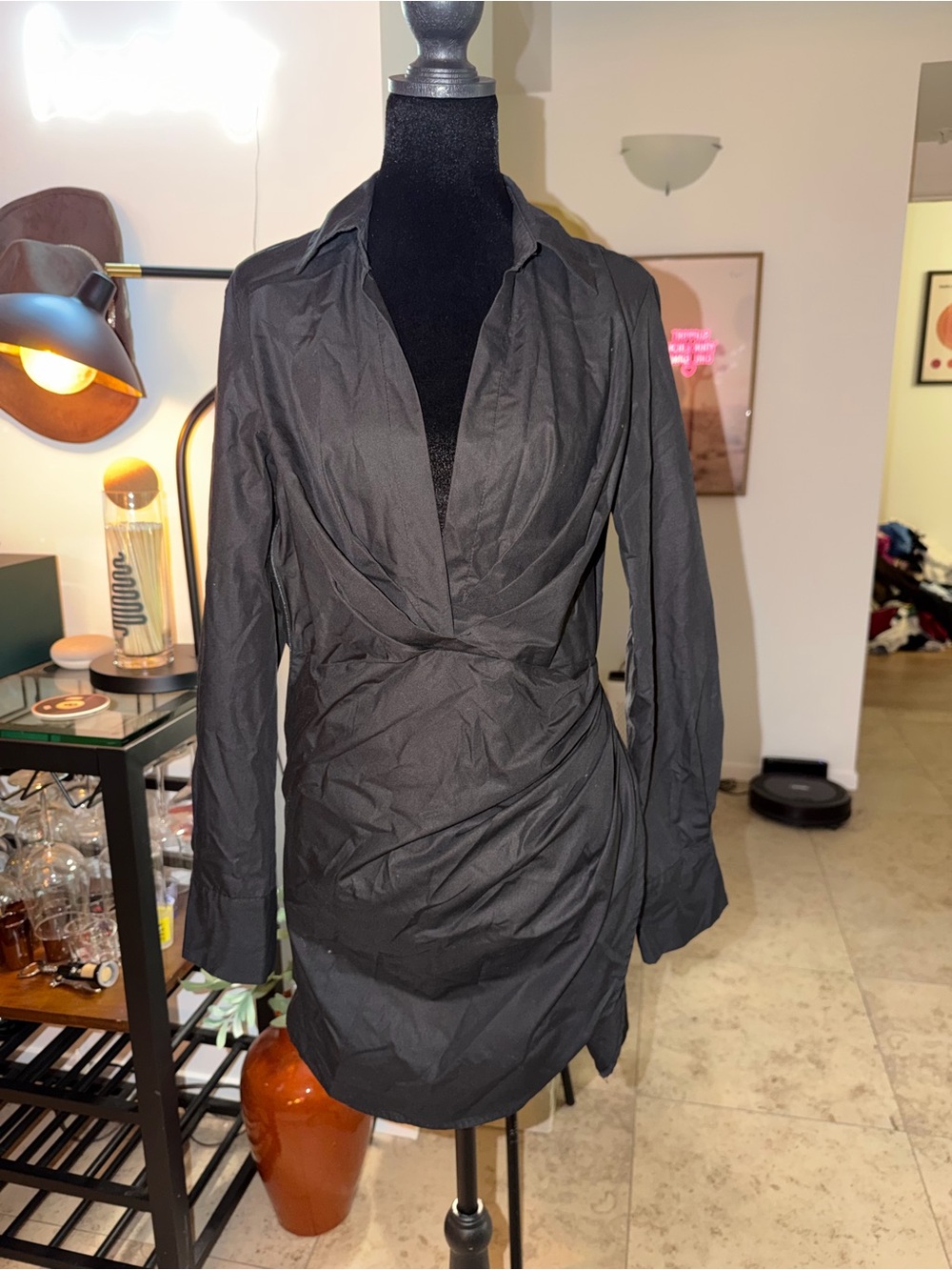 FOREVER 21 Black Wrap-Style Long Sleeve Women’s Dress